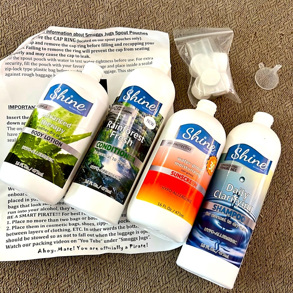 Never used smuggle jugs. Looks like shampoo and conditioner bottles.